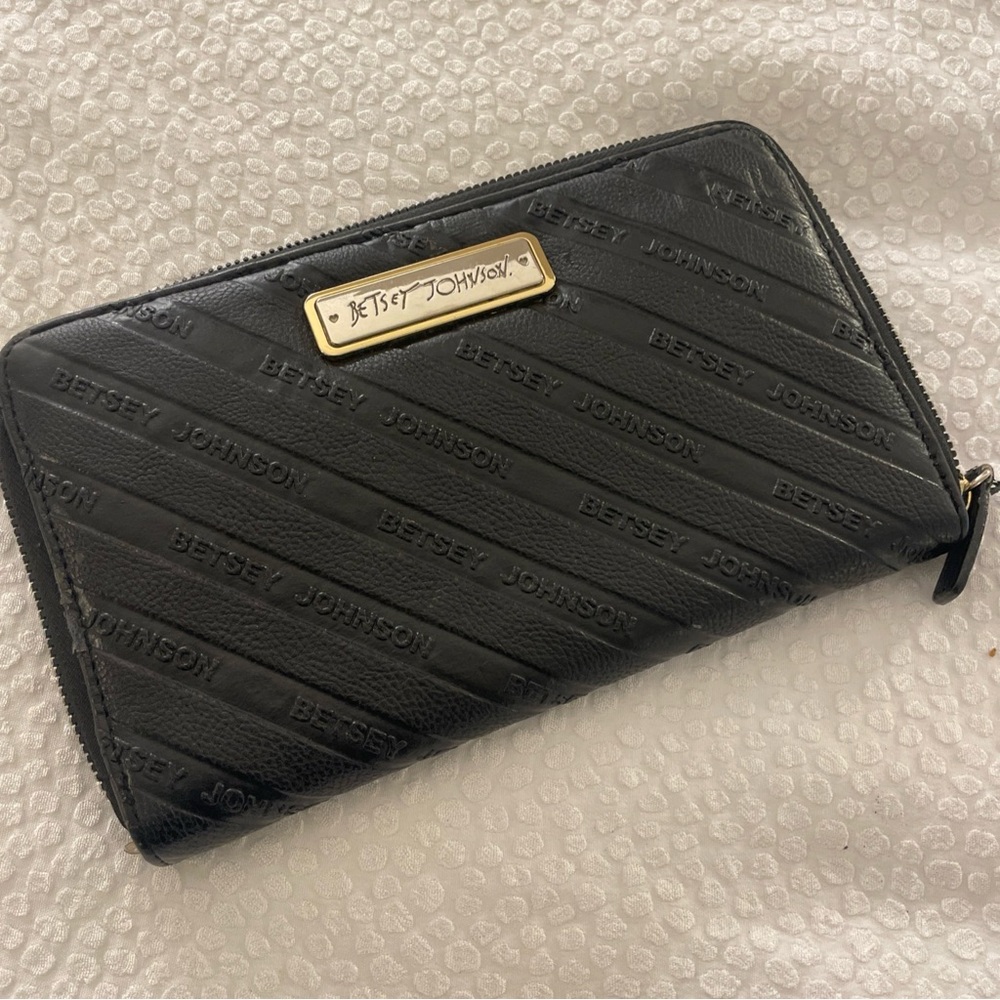 Betsey‎ Johnson Large Black Embossed Wallet
